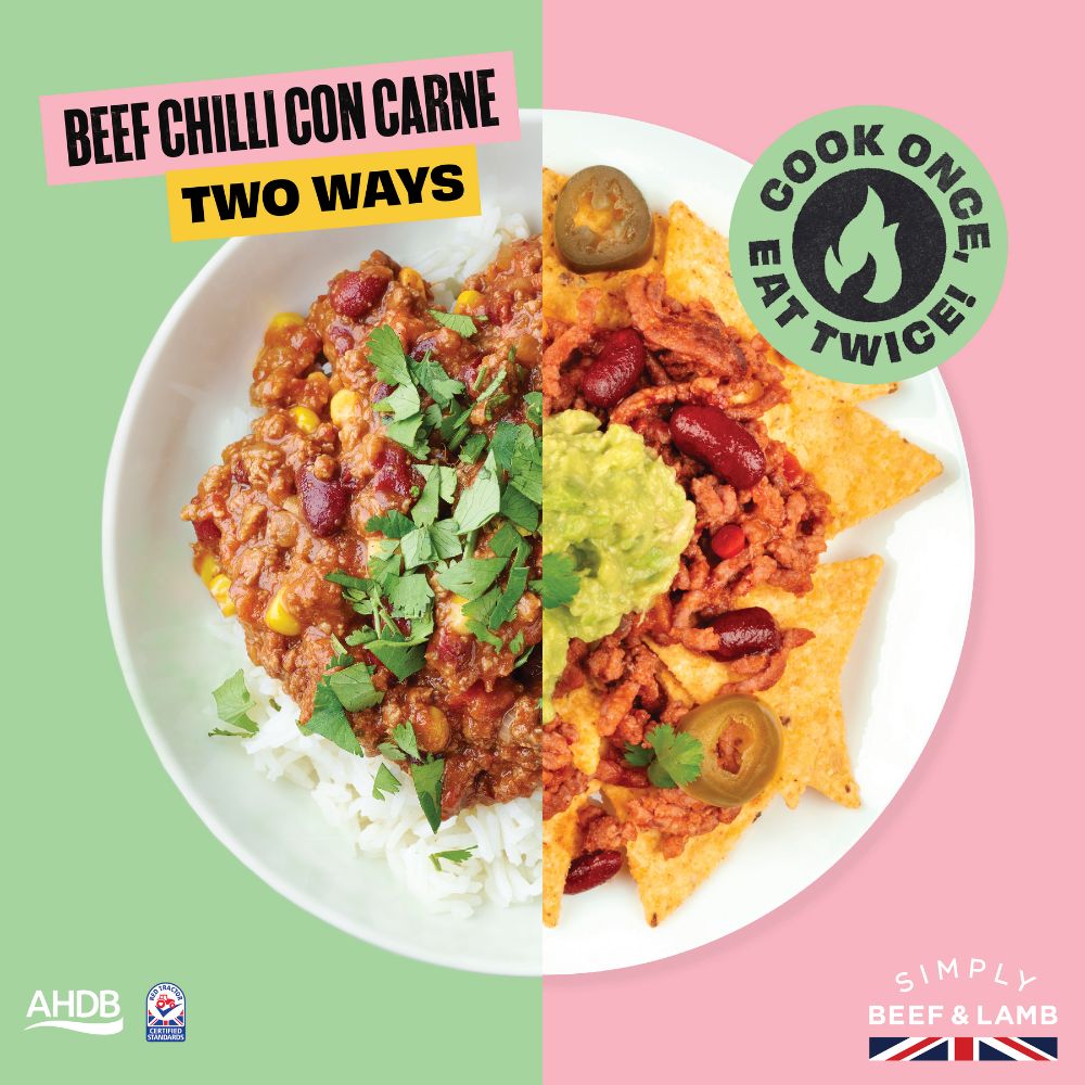 Plate of beef chilli con carne prepared two ways.